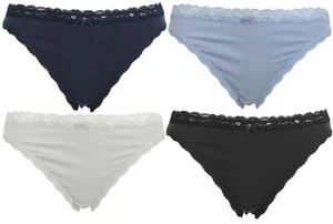 Ex-Store Cotton Rich & Lace High Leg Knickers - Picture 1 of 21