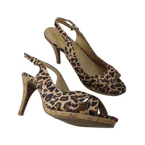 Sam & Libby Evanz Size 7.5 M Sling back heels Animal Print - Picture 1 of 7