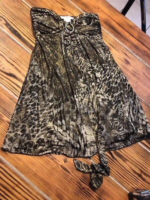 La Belle Long Dress Gown Strapless Ruffles Lace Brown 12 - Image 1 of 4