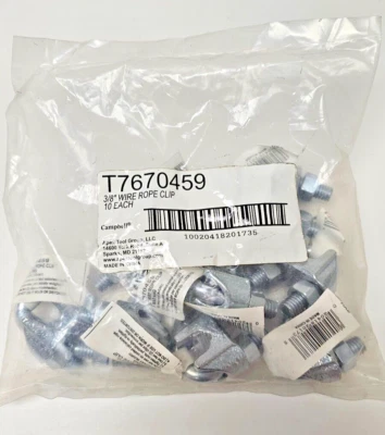 Campbell 3/8'' WIRE ROPE CLIP T7670459 Electro-Galvanized Pack of 10