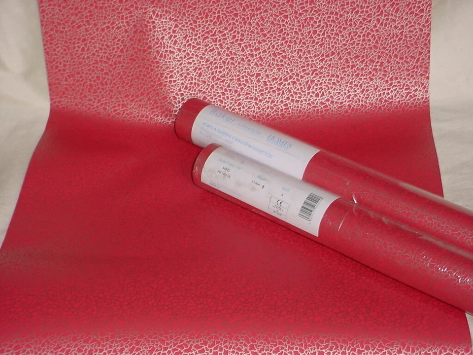 Kravet GP & J Baker PW78017 Ming Cherry Silver Crackle Wallcovering Wallpaper - image 1 of 4