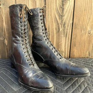 Antique Victorian Era Peters Shoe Co, Black Diamond Shoes Boots Rare Vintage - Picture 1 of 15