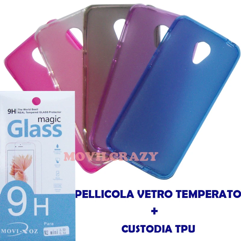 CUSTODIA COVER GEL TPU PELLICOLA VETRO TEMPERATO PER MEIZU M2 MINI 5" 0,33MM - Immagine 1 di 1