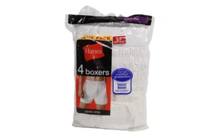 Hanes Men s Tagless Woven Boxers - 4 Pack - White Size S - Picture 1 of 3