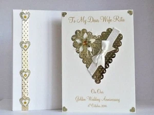 50th Golden Wedding Anniversary Card Wife/Husband/Friends etc Personalised - Picture 1 of 5