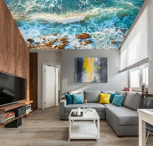 3D Ozean Stein 2800 Geschäft Tapete Wandgemälde Selbstklebend Handel Zoe - Bild 1 von 5