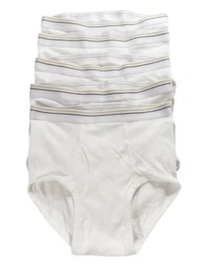 Calzoncillos Stafford de algodón blanco corte completo para hombre 34 JCPenney banda negra dorada 5 pares - Imagen 1 de 6