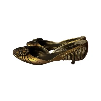 Zapatos de salón Isabella Fiore para mujer 8,5 M de cuero bronce sin cordones zapatos Italia usados en excelente estado Foto 1 de 4