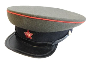 Russian Army WW2 Armored Troops Officer Visor Cap Hat Red Star Badge 60cm *Repro - Foto 1 di 5