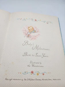 Vtg New Baby Milestones Book Birth to Seven C.R Gibson 1968 Journal Album Blue - Picture 1 of 10