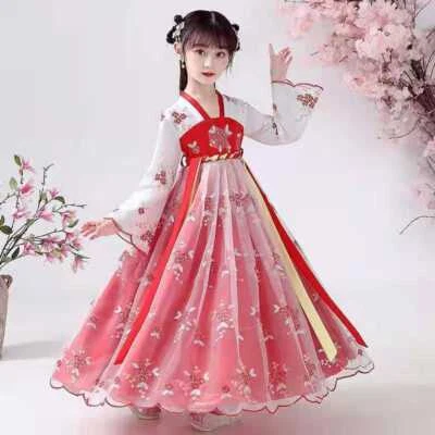 Nuevo Hanfu Niñas Primavera y Otoño Niños Disfraz Vestido 3-12 Años Chino Foto 1 de 4
