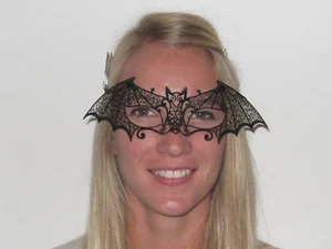 BLACK BAT LASER CUT METAL VENETIAN HALLOWEEN MASK - Picture 1 of 4