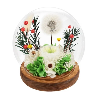 女士礼物 永久的蒲公英 玫瑰 玻璃 真品 新鲜 F... — 第 1/4 张图片