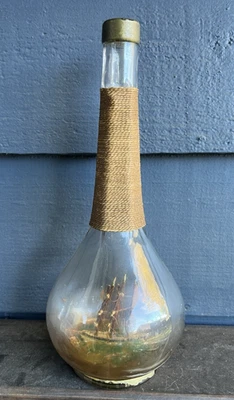 Antique Ship In A Bottle Whimsy Folk Art Carving Signed Chas Hutchinson Boston - Image 1 of 4