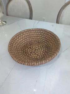 Antigua canasta de centeno primitiva redonda temprana alta tejida a mano 12" - Imagen 1 de 5