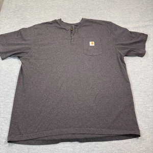 Carhartt Shirt Men 2XL Gray Henley Short Sleeve Pocket Workwear Loose Fit - Picture 1 of 6