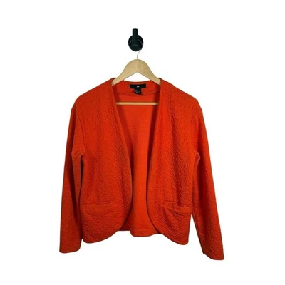 Женский текстурированный вязаный блейзер H&M с открытой передней частью яркий оранжевый размер XS - Изображение 1 из 4