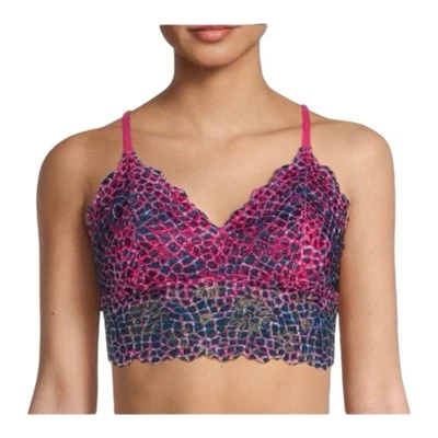 Sujetador Bralette No Boundaries Junior Longline Encaje Acolchado Fucsia Geométrico Talla L  Foto 1 de 4