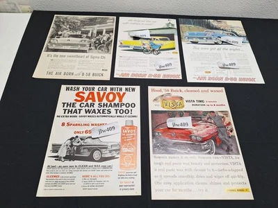 5 Vintage 1958 BUICK ADS Original Print Ad Literature Savoy Vista Car Wax - Image 1 of 4