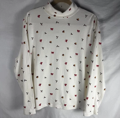 Studio Works Vintage 'Ugly Christmas' 100% Algodón Festivo Cuello Alto, Talla L Acebo Foto 1 de 4