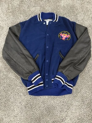 Chaqueta Universitaria DeLong De Colección Azul Marino Lana Cuero Mangas Rosa Pantera Talla L Foto 1 de 4