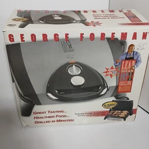 George Foreman JUMBO Size Lean Mean Grilling Machine GR38 SIL NIB Open Box - Picture 1 of 7