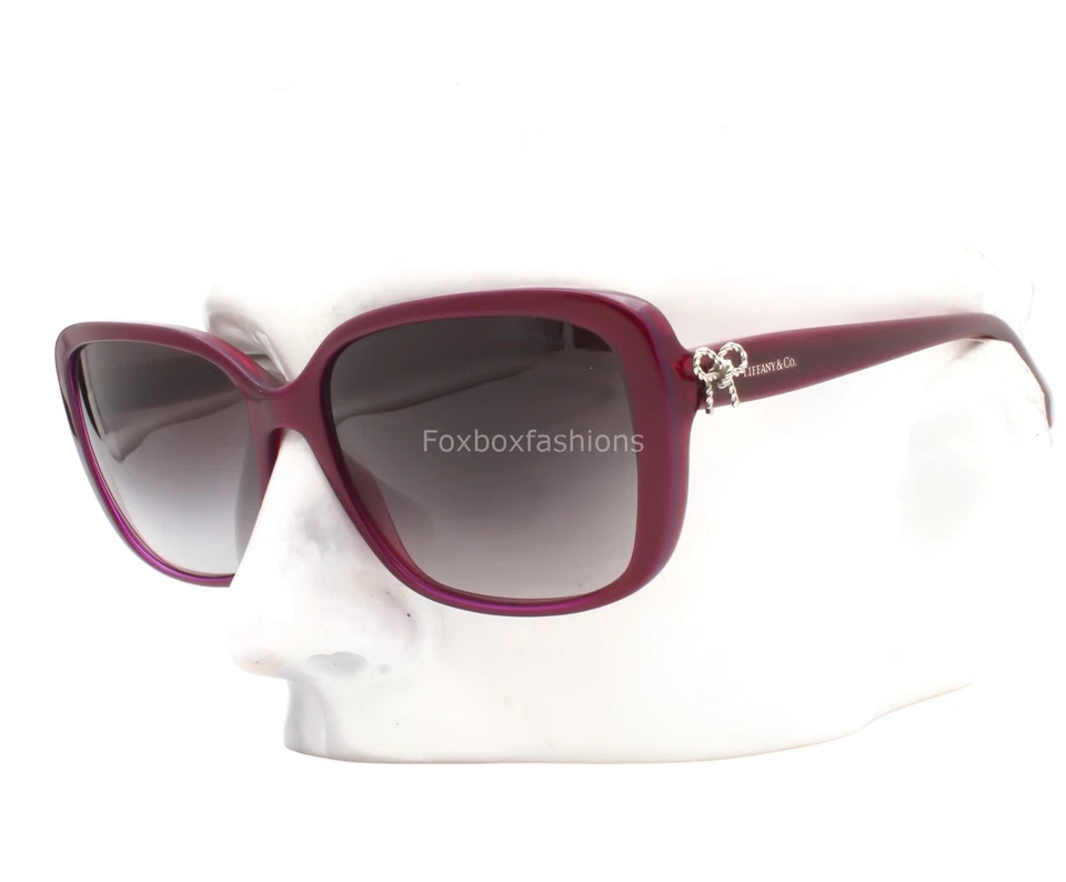 Gafas de sol Tiffany perla oscura ciruela púrpura plata lazos TF 4092 8173/3C sin estuche Foto 1 de 4
