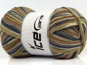 100 Gram Magic Sock Yarn #67807 Brown Olive Slate Cream Ice Superwash Wool Nylon - Picture 1 of 3