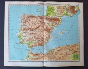 Libro Original Vintage Península Pirineos España Impresión Mapa Atlas Alemán 1942 - Imagen 1 de 6