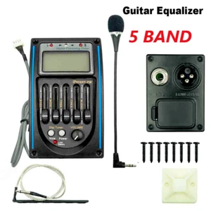 5 Band Guitar Equalizer Acoustic Preamp EQ Piezo Pickup Amplifier Tuner Mic LCD - Picture 1 of 1