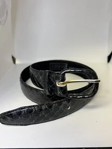 Vintage Women’s Black Snake Skin Skinny Belt - Picture 1 of 7