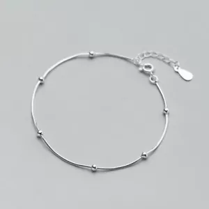 Bracciale Bracciale Catena Serpente Donna Vero S925 Perline Argento Sterling - Foto 1 di 5
