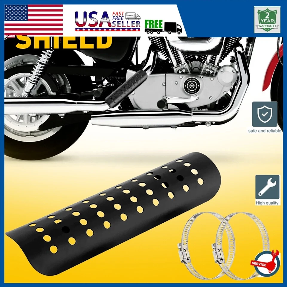Silenciador de escape negro universal tubo protector térmico cubierta talón protector EE. UU. motocicleta Foto 1 de 4