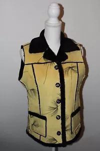 Robert Kitchen Canada Womens Medium Yellow Black Sherpa Lined Vest Jacket - Picture 1 of 7
