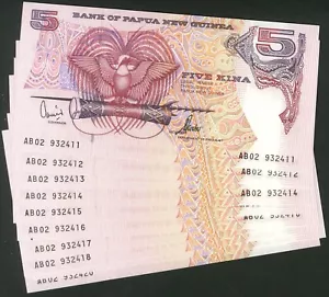 Papúa Nueva Guinea, Banco de Papúa Nueva Guinea, 5 kina, (2002), Serie AB, 10 consec - Imagen 1 de 2