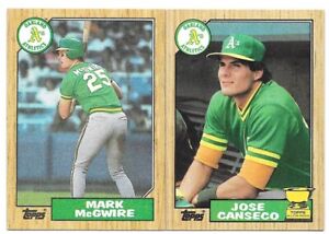 MARK MCGWIRE JOSE CANSECO ROOKIE 1987 TOPPS 366 620 OAKLAND ATHLETICS MVP