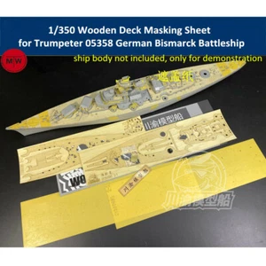 Hoja de enmascaramiento de cubierta de madera 1/350 para trompetista 05358 acorazado alemán Bismarck - Imagen 1 de 8