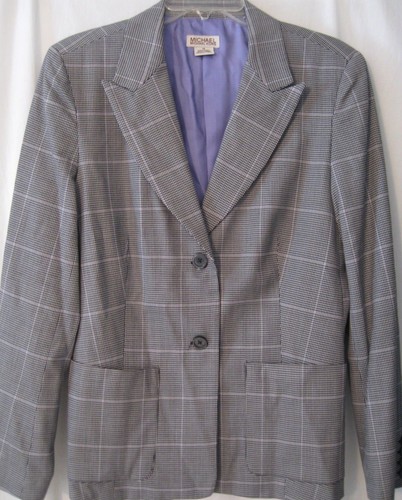 Giacca blazer donna lana Michael Kors taglia 14 foderato pied de poule made in Turkey