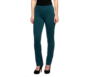 Isaac Mizrahi Live! Icon Grace Reg Pull-On Ponte Knit Pants,Dark Emerald,Plus 18 - Picture 1 of 4