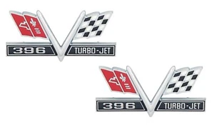1965 - 67 Impala, 1967 Camaro, 396 V Flag Front Fender Emblem - Pair - #3867312 - Bild 1 von 12