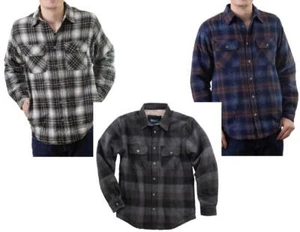❤️ Men's SHERPA LINED Brushed Plaid FLANNEL SHIRT JACKET Insulated Body & Sleeve - Picture 1 of 15