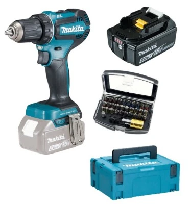Makita DDF485Z Akku-Bohrschrauber 18V DDF485 + 1xAkku 5Ah + Makpac + Bitset - Bild 1 von 4