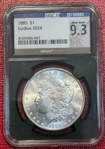 NGC MS 9.3 (MS63) 1885 MORGAN VAULT BOX FUNBOX 2024 SILVER DOLLAR COIN-FEB377 - Picture 1 of 3