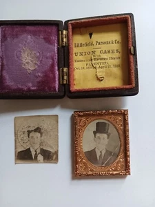 Littlefield, Parsons & Co. "UNION CASES" Daguerreotype Cases with Vintage Photo - Picture 1 of 4