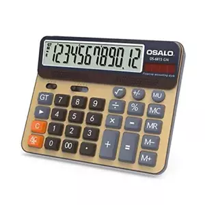 Large Calculator, 12 Digits Large Display Button Desktop Calculator OS-6815GN - Picture 1 of 7