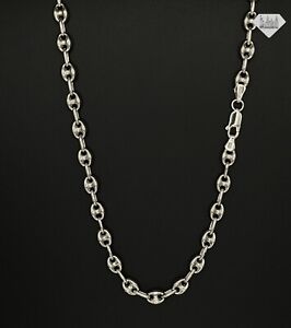 Italian 925 Sterling Silver Puffed Mariner Link Chain Stacking Necklace