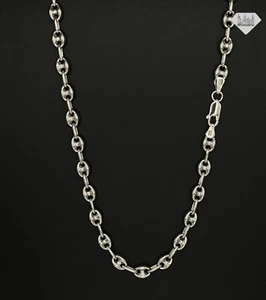 Italian 925 Sterling Silver Puffed Mariner Link Chain Stacking Necklace - Picture 1 of 4