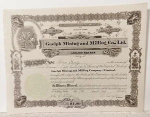 VINTAGE! Guelph Mining & Milling Co Aktienzertifikat Idaho 1941 3800 Aktien - Bild 1 von 2