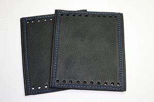 Black Deluxe Padded Leather Grip Covers for Stock HD Grips Choice Color Stitch - Picture 1 of 13