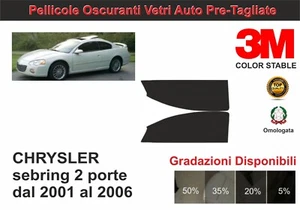 pellicola oscurante vetri chrysler sebring 2p dal 2001-2006 kit anteriore - Imagen 1 de 1